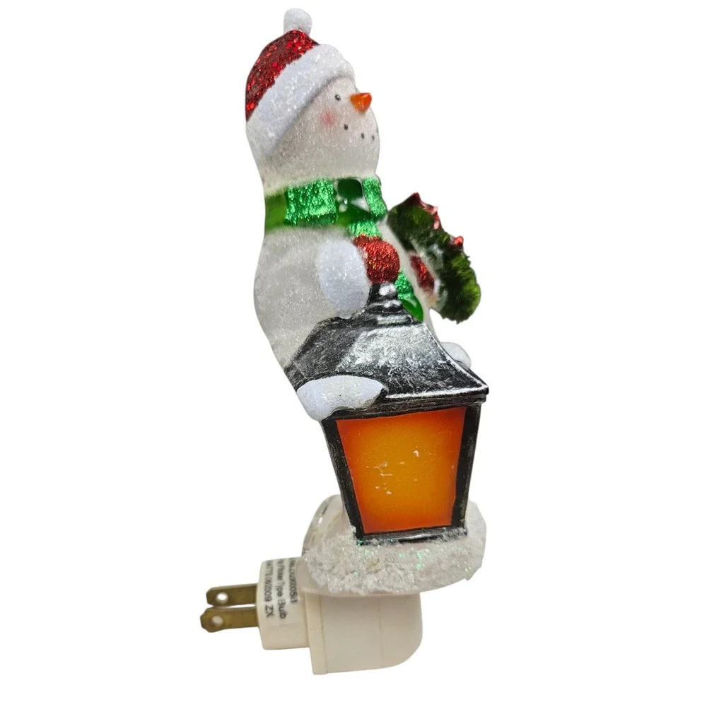Christmas‎ Snowman Night Light Plug In Lantern Wreath Festive Holiday Decor